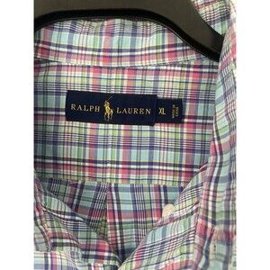Ralph Lauren Mens Multicolor Button Down Plaid‎ Shirt Sz XL Pink Blue Green
